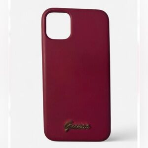 Guess Burgundy Silicone Phone Case with Gold Logo